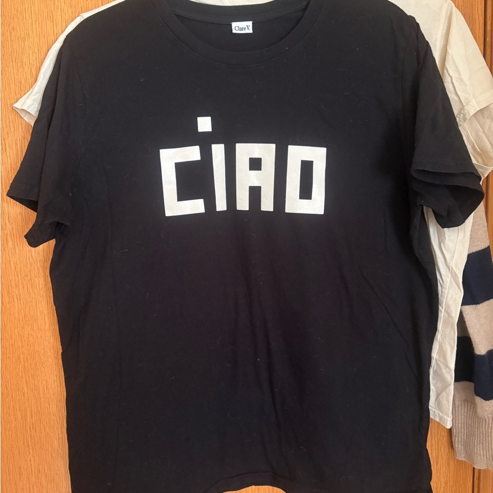 Clare V Black 'Ciao' Graphic Tee - Picture 2 of 4